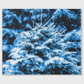 Blauwe kerstboom, sneeuw cadeaupapier (Vlak)