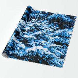 Blauwe kerstboom, sneeuw cadeaupapier
