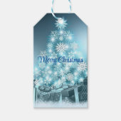 Blauwe kerstboom, Snowflake Cadeaulabel (Voorkant)