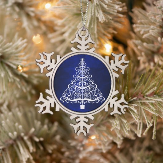 Blauwe kerstboom tin sneeuwvlok ornament (Boom)