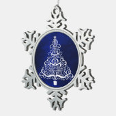 Blauwe kerstboom tin sneeuwvlok ornament (Rechts)