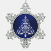 Blauwe kerstboom tin sneeuwvlok ornament (Voorkant)