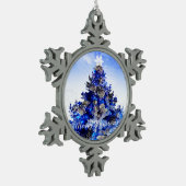Blauwe kerstboom tin sneeuwvlok ornament (Links)