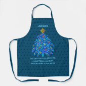 Blauwe kerstboom Unisex - speciaal gepersonaliseer Schort (Voorkant)