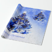 Blauwe kerstboom versierd cadeaupapier (Uitgerold)