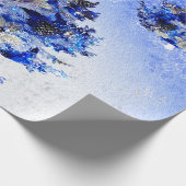 Blauwe kerstboom versierd cadeaupapier (Hoek)