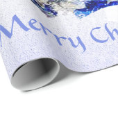 Blauwe kerstboom versierd cadeaupapier (Rol Hoek)