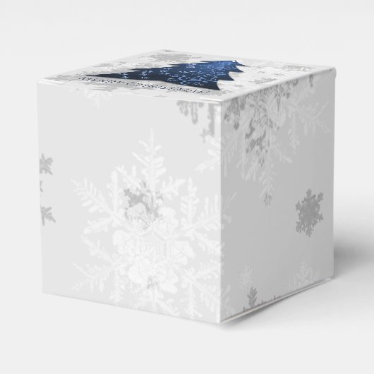 Blauwe kerstboom voor kerstmis bedankdoosjes (Voorkant Zijde)