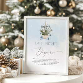 Blauwe kerstboom warme chocoladereep poster