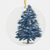 Blauwe kerstboom - Waterverf roze en blauw Keramisch Ornament (Voorkant)