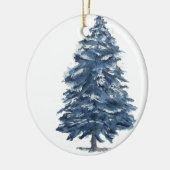 Blauwe kerstboom - Waterverf roze en blauw Keramisch Ornament (Links)
