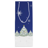 Blauwe kerstboom Wine Gift Bag Wijn Cadeautas (Achterkant)