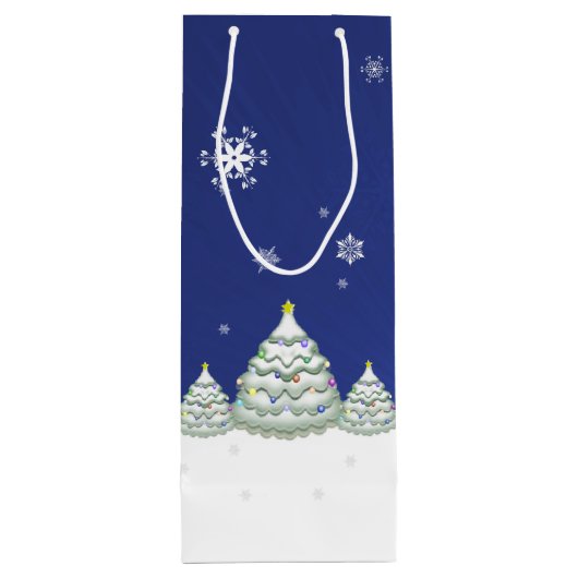 Blauwe kerstboom Wine Gift Bag Wijn Cadeautas (Achterkant)