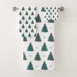 Blauwe Kerstboom Winter Coquette Kerstmis Bad Handdoek