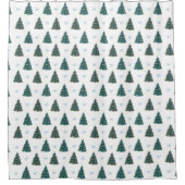 Blauwe Kerstboom Winter Coquette Kerstmis Douchegordijn (Voorkant)