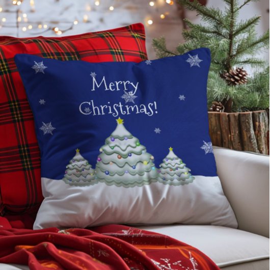 Blauwe Kerstboom Worp Kussen