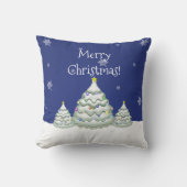 Blauwe Kerstboom Worp Kussen (Voorkant)