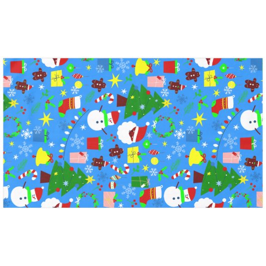 blauwe kerstboom zwarte kerstman tafelkleed (Voorkant (Horizontaal))