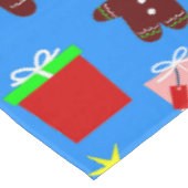 blauwe kerstboom zwarte kerstman tafelkleed (Gekanteld)