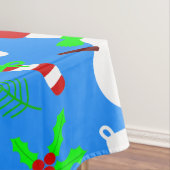 blauwe kerstboom zwarte kerstman tafelkleed (Voorbeeld)