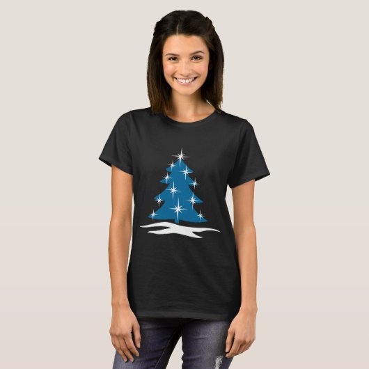 Blauwe kerstboomblauw Shirten Blauwe boomrots T-shirt (Voorkant volledig)