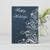 Blauwe kerstboomfeestjes groeten feestdagenkaart (Staand voorkant)