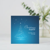 Blauwe kerstboomfeestuitnodiging kaart (Staand voorkant)