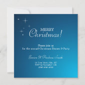 Blauwe kerstboomfeestuitnodiging kaart (Achterkant)