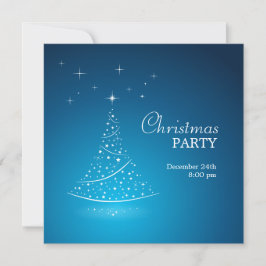 Blauwe kerstboomfeestuitnodiging kaart