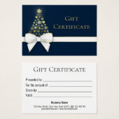 Blauwe kerstboomgaard goudblauw visitekaartje (Voorkant /achterkant)