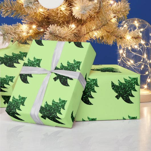 Blauwe kerstboomgaarden groen licht groen cadeaupapier (Feestdagen)