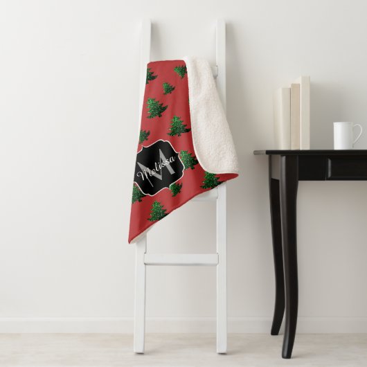 Blauwe kerstboomgaarden sherpa deken (In situ)