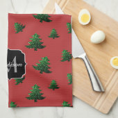 Blauwe kerstboomgaarden theedoek (Quarter Fold)