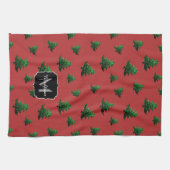 Blauwe kerstboomgaarden theedoek (Horizontaal)