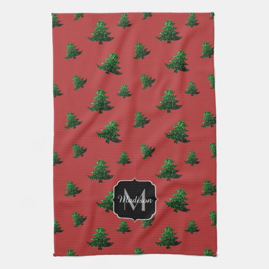 Blauwe kerstboomgaarden theedoek (Verticaal)