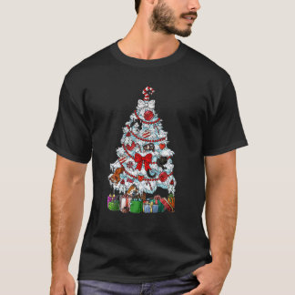 Blauwe kerstboomkat t-shirt