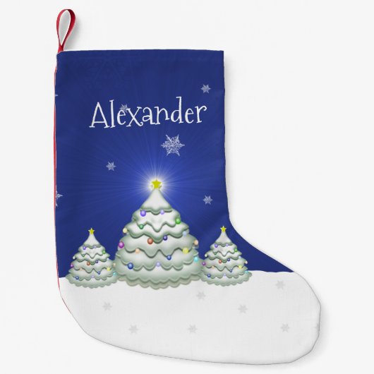 Blauwe kerstboomkerststaart kleine kerstsok (Voorkant)