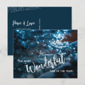 Blauwe kerstboomplatte feestdagenkaart (Voorkant / Achterkant)