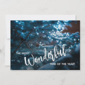 Blauwe kerstboomplatte feestdagenkaart (Voorkant)