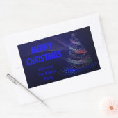 Blauwe kerstboomsterren Koord van lampjes Elegant Rechthoekige Sticker (Envelop)
