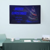 Blauwe kerstboomsterren Koord van lampjes Elegant Spandoek (Beurs)