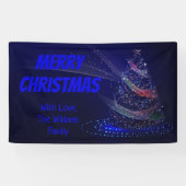 Blauwe kerstboomsterren Koord van lampjes Elegant Spandoek (Horizontaal)