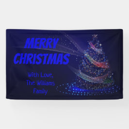 Blauwe kerstboomsterren Koord van lampjes Elegant Spandoek