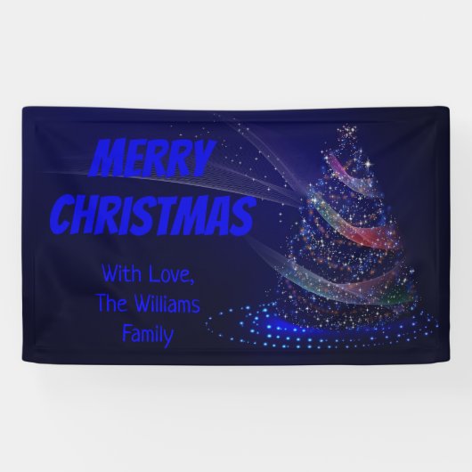 Blauwe kerstboomsterren Koord van lampjes Elegant Spandoek (Horizontaal)
