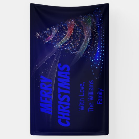 Blauwe kerstboomsterren Koord van lampjes Elegant Spandoek (Verticaal)