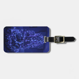 Blauwe kerstboomverlichting bagagelabel