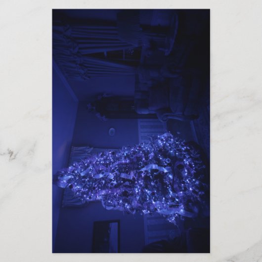 Blauwe kerstboomverlichting briefpapier (Voorkant)