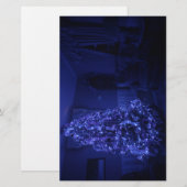 Blauwe kerstboomverlichting briefpapier (Voorkant / Achterkant)