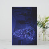 Blauwe kerstboomverlichting briefpapier (Staand voorkant)