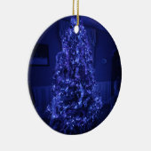 Blauwe kerstboomverlichting keramisch ornament (Rechts)